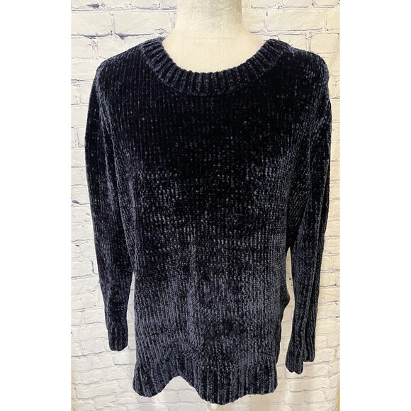 ORVIS Womens Sweater Dark Blue Ultra Plush Soft Chenille Pullover Large - Picture 1 of 7